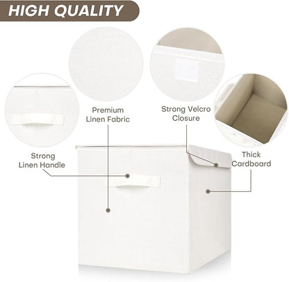 Large 22 Quart Linen Fabric Foldable Storage Bin Cube Organizer Basket - Image 3