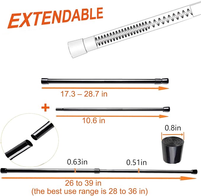 2 Pack Small Tension Rods 26 in to 39 Curtain Rods Window Rods in Extendable - Image 2