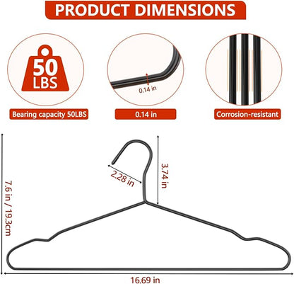 60Pack+10 Clips Luxurious Hanger Set, Upgraded Thicker 16.69" Heavy Duty Metal - Image 3