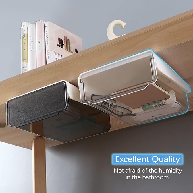 OSPNIEEK Self-adhesive Under Desk Drawer Organizer, 2 Pack Table Hidden Slide - Image 3