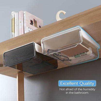 OSPNIEEK Self-adhesive Under Desk Drawer Organizer, 2 Pack Table Hidden Slide - Image 3
