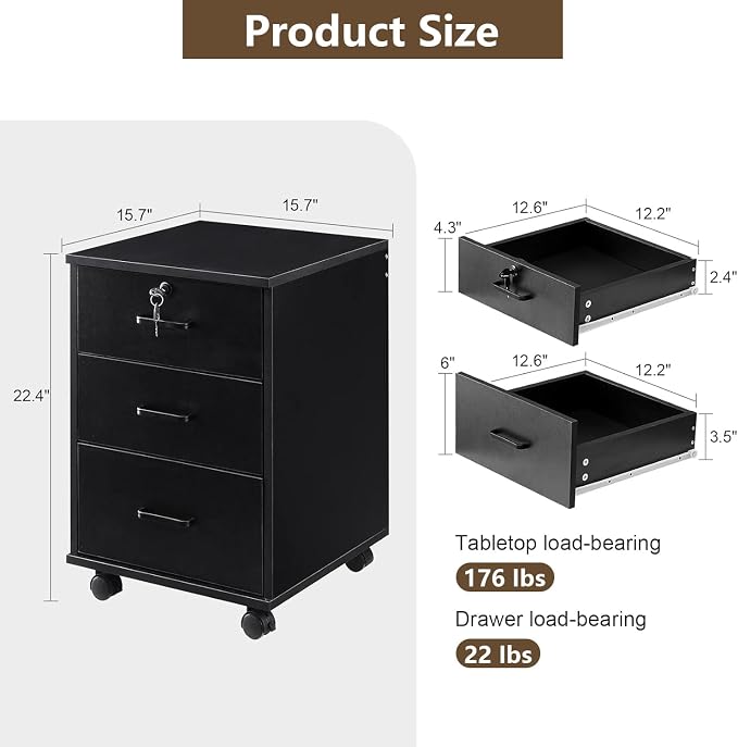 TUKAILAi Mobile File Cabinet - Image 3