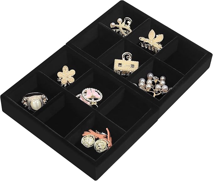 DesignSter Small Jewelry Tray-Ring Organizer 2PCS Premium Velvet Rings Earrings by DesignSter