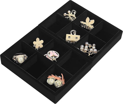 DesignSter Small Jewelry Tray-Ring Organizer 2PCS Premium Velvet Rings Earrings by DesignSter