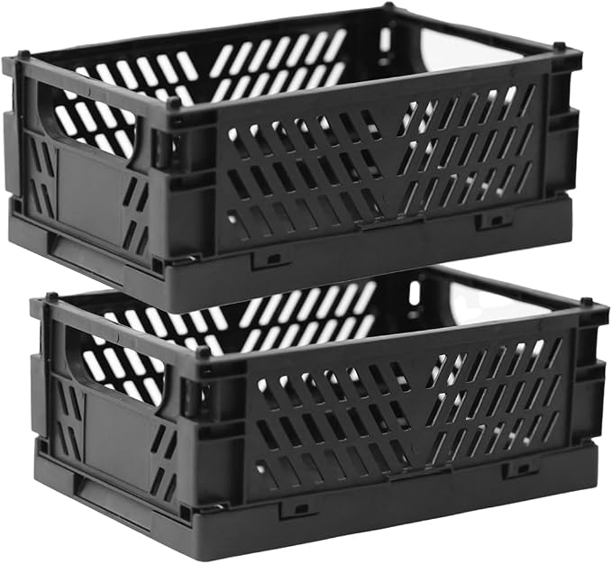 Tixill 2-Pack Mini Foldable Plastic Storage Box Mini Plastic Baskets by TixillMiniPlasticBasket