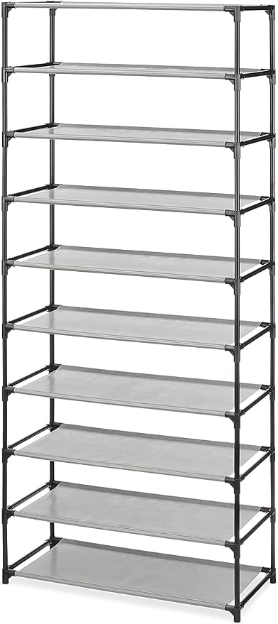 Whitmor Spacemaker 10 Tier Shoe Rack Tower, Tall Metal & Fabric Shoe Shelf - Image 4