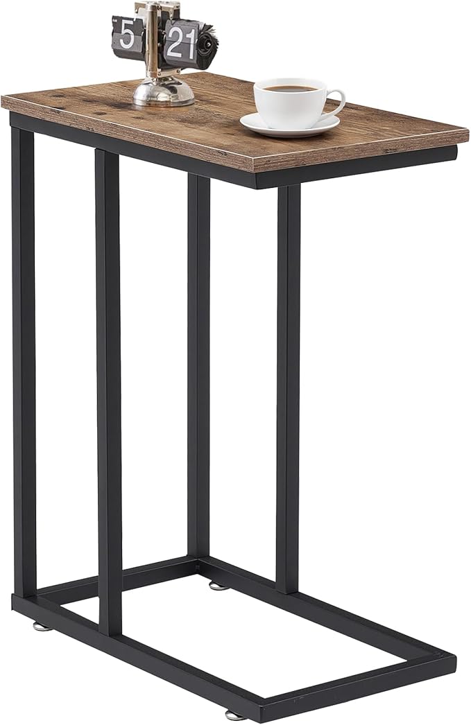 VECELO C Shaped End Side Table for Sofa Couch and Bed Snack TV Tray for Living by VECELO