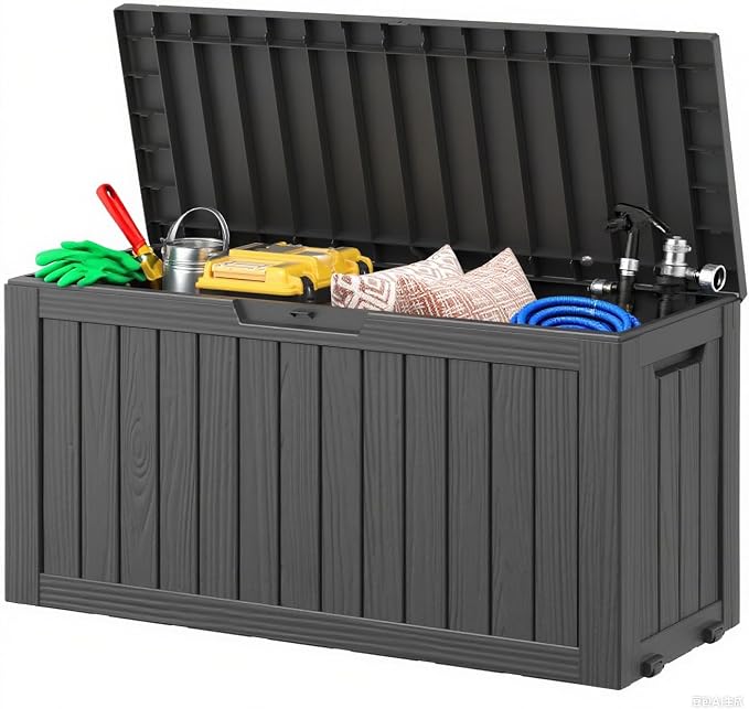 Outdoor Storage Box, Resin Deck Boxes Outdoor Waterproof by WTFGO