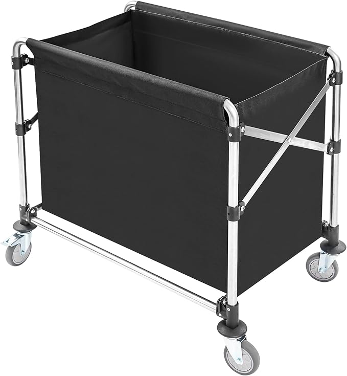 Commercial Laundry Cart with Wheels, Folding Laundry Hamper Cart, Heavy Duty by Eapmic