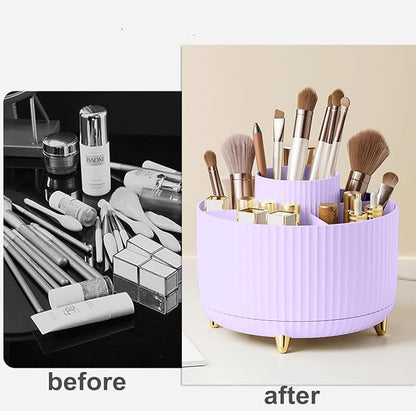 360 Degree Rotating Makeup Brush Holder Organizer Detachable Design 5 Slot Make - Image 2
