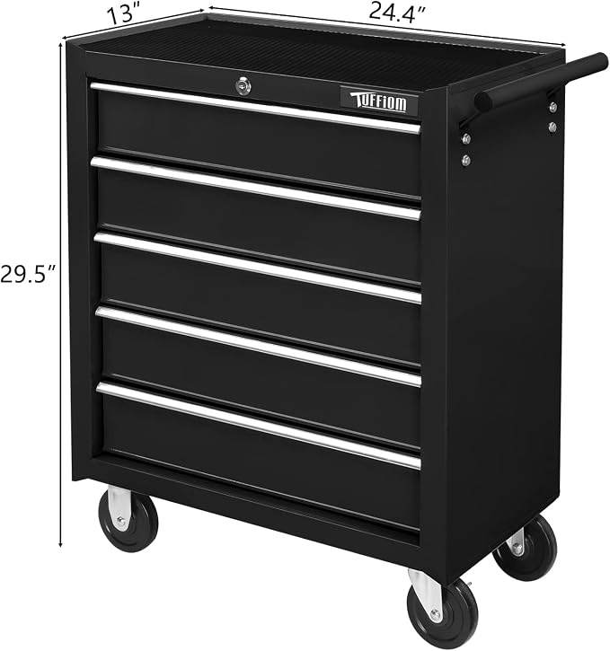 TUFFIOM 5-Drawer Rolling Tool Chest w/Drawers & Lock, Tool Storage Cabinet - Image 3