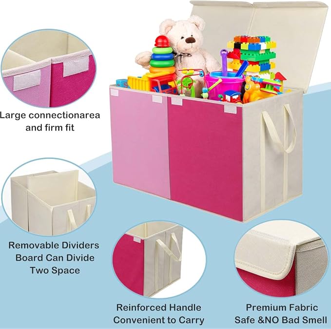 YOLOXO Toy Box Chest, Collapsible Sturdy Storage Bins - Image 3