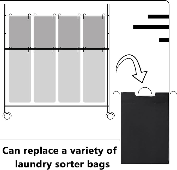 Bonuci 3 Pcs Laundry Sorter Replacement Bags Hamper Cart Removable Replacement - Image 4