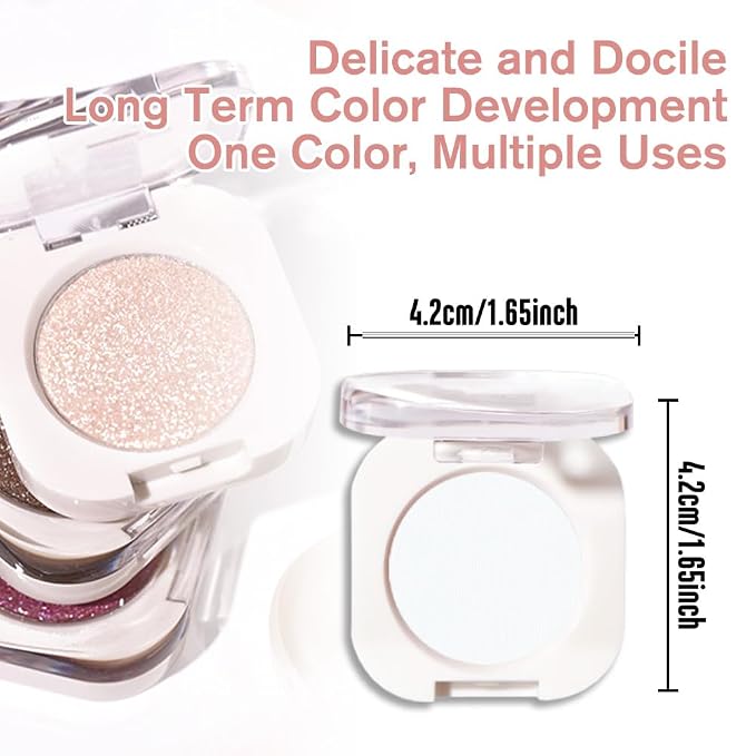 Matte White Single Eyeshadow Makeup, Neutral Cream Powde Eye Shadow - Image 7