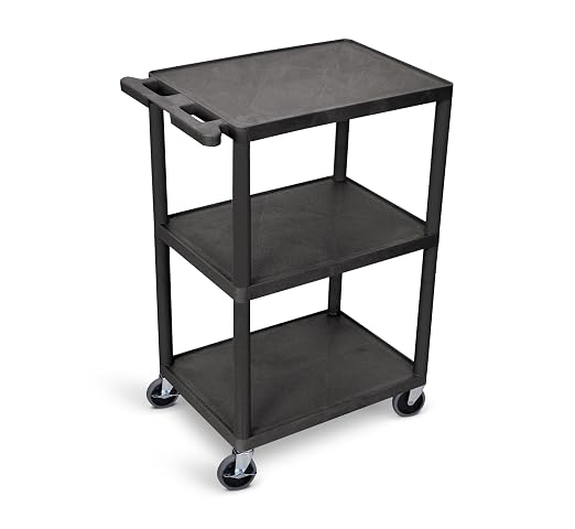 A-to-Z Supply 289-HE42-B 3 Shelf Utility Cart, Structural Foam Plastic Rolling - Image 2