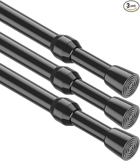 MEXAU 3Pack Spring Tension Curtain Rod 26-39 inch Black Small Tension Rod | by MEXAUSPRINGCURTAINRODS