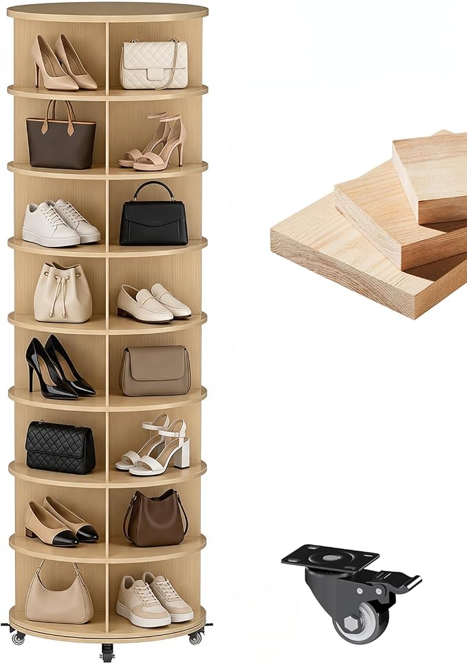 8 Tier Rotating Shoe Rack Tower Organizer Spinning Lazy Susan Rack | by JFHID
