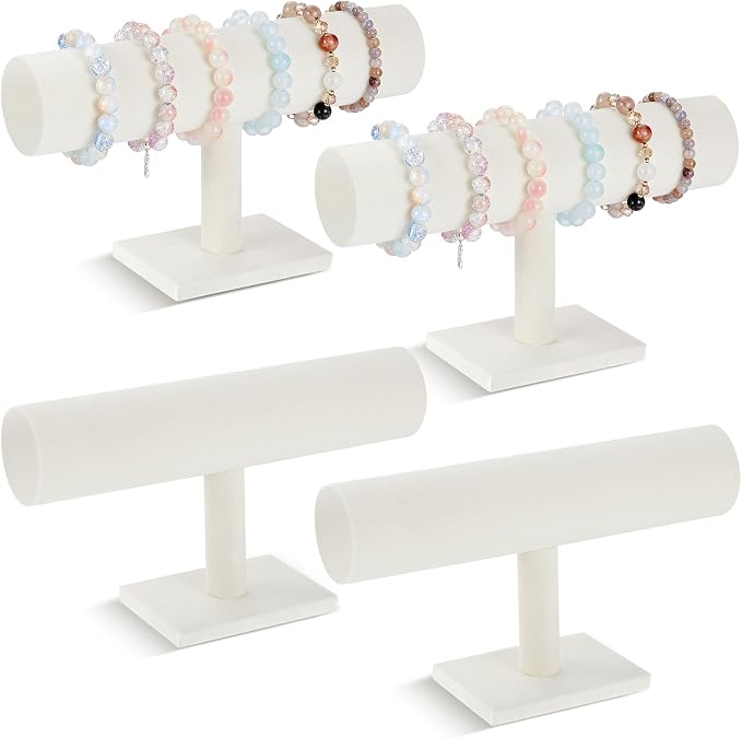 Wenqik 4 Pcs Bracelet Holder Stand Beige Velvet Bracelet Jewelry Display Holder by Wenqik