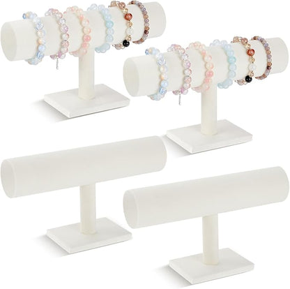 Wenqik 4 Pcs Bracelet Holder Stand Beige Velvet Bracelet Jewelry Display Holder by Wenqik
