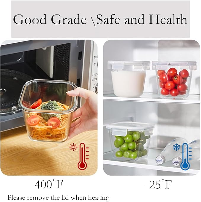 H.JSS WDJS 4 Cup Square Glass Food Storage Container - Image 4