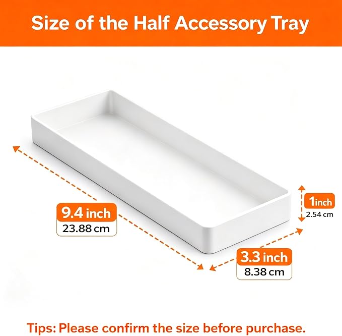 Amazon Basics Rectangular Plastic Desk Organizer, Half Accessory Tray - Image 3