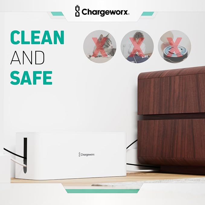 ChargeWorx Cable-Management Box Set, Cord Organizer, Cable Box to Hide Surge - Image 4