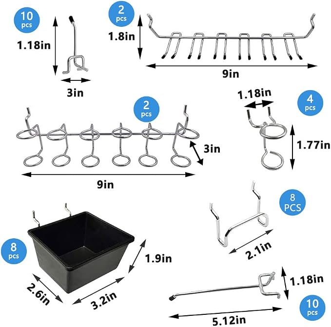 258PCS Pegboard Hooks, Pegboard Accessories Organizer Kit, Pegboard Set - Image 4