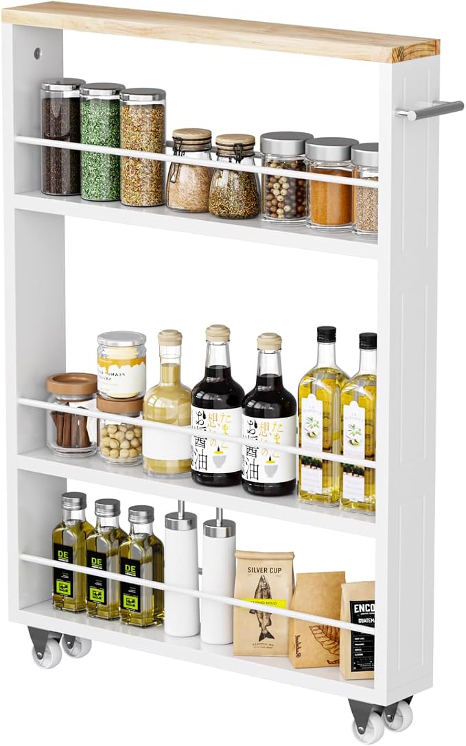 KLM 4 Tier White Slim Storage Cart - Image 2