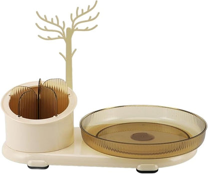 QUQUQ Jewelry Storage Organizer Showcase Makeup Brush Organizer 360 Degree - Image 4