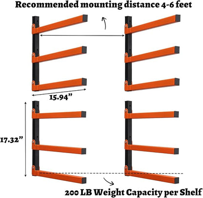 HOME RIGHT 4 Pack Lumber Rack, Wood Organizer and Lumber Storage Rack Wall Mount - Image 5