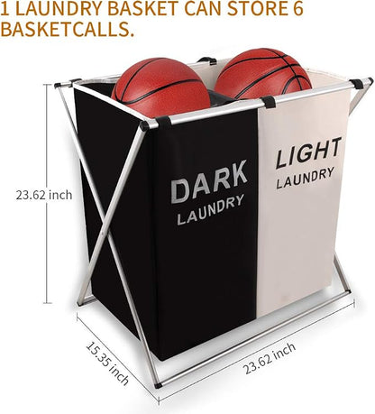 Nicesail Laundry Basket 2 Section Hamper Washing Storage Basket Bag, Folding - Image 5