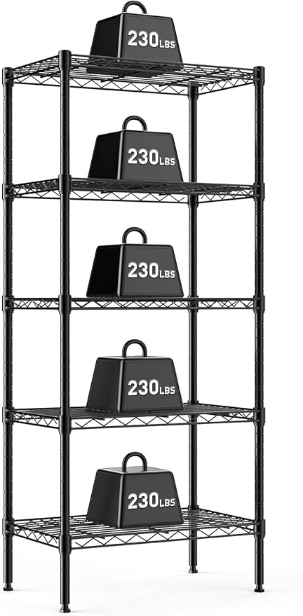 HealSmart 5-Tier Metal Wire Storage Shelves, Adjustable Standing Storage Rack by HealSmart