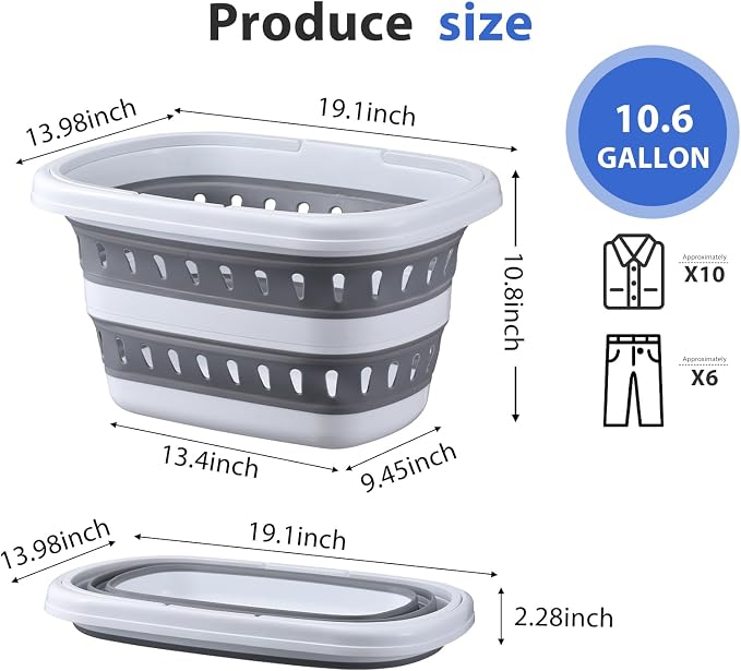 Monozuki Collapsible Plastic Laundry Basket 10.6 gallon 2pcs Eco-recycled - Image 7