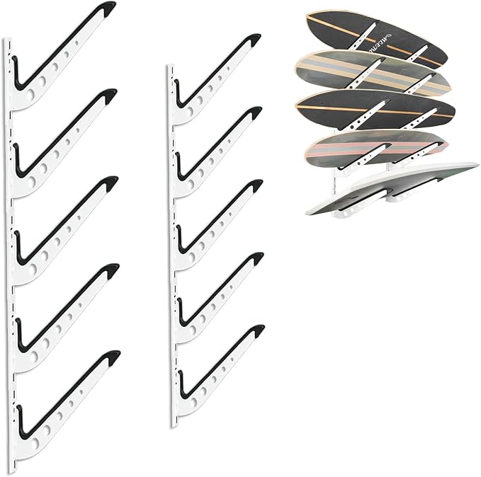 Snowboard Wall Mount, Adjustable 5/6 Board Surfboard Rack, Surfboard Wall by ShouRong