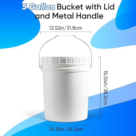 DEMORA 5 Gallon Bucket with Screw Lid, Heavy Duty Plastic Buckets Containers - Image 2