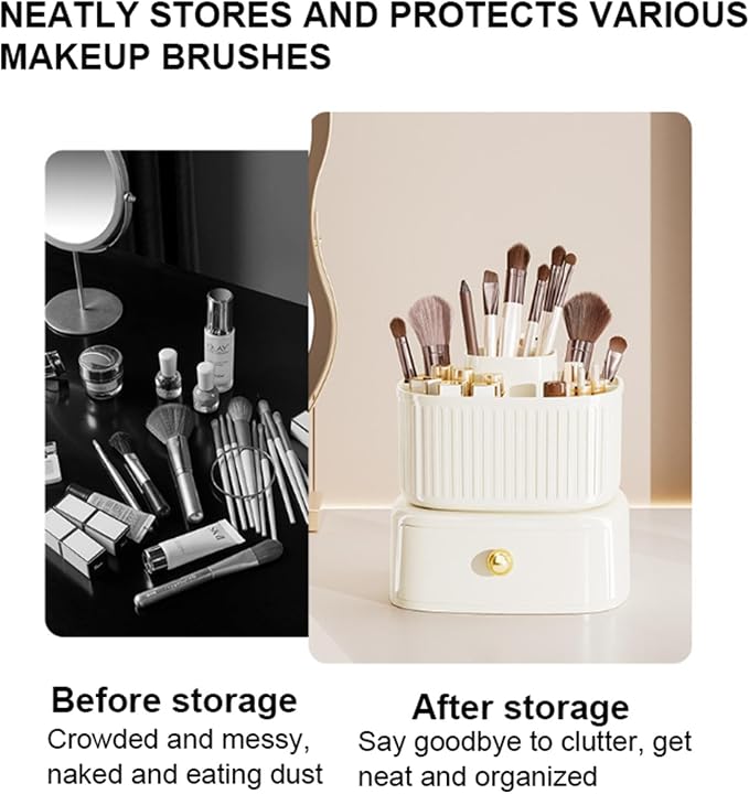 Makeup Organizer for Vanity, 360°Rotating Makeup Brush Storage Case - Image 7