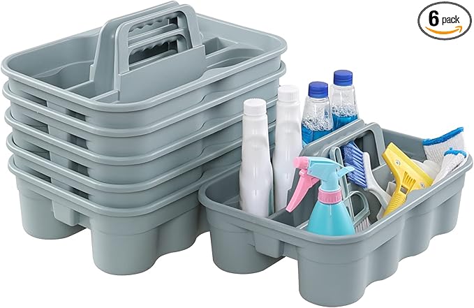 6-Pack Plastic Caddy for Cleaning Products, Caddy by Tstorage