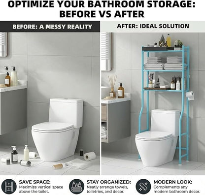 GloTika 3-Tier Over Toilet Storage, 150lb Capacity, Carbon Steel, Freestanding - Image 7