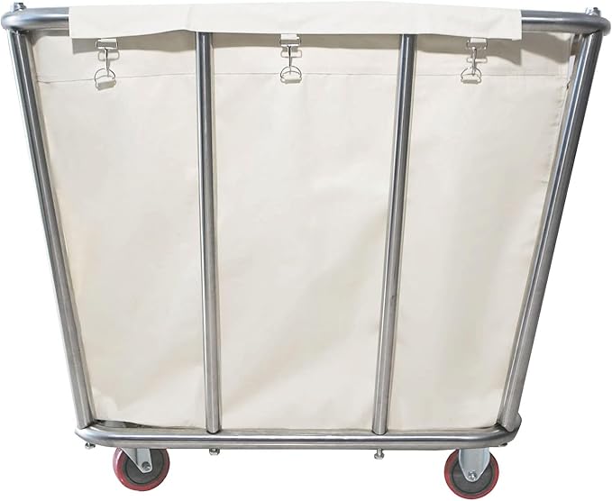 10 Bushel Laundry Cart with Wheels, Heavy Duty Industrial Rolling Commercial - Image 3