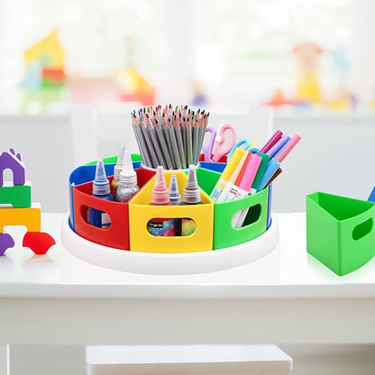 360 Degree Rotating Kids Desk Organizer, Colorful Art Supply Storage and - Image 2
