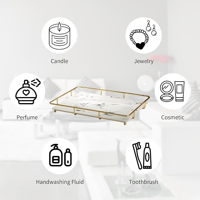 Vanity Tray Makeup Organizer Cosmetics Storage Bathroom Skincare Organizer - Image 2