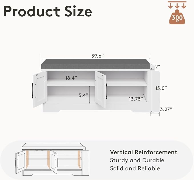 GRUSIGN 39.6" Shoe Storage Bench - Image 3