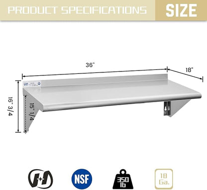 HALLY SINKS & TABLES H Stainless Steel Shelf 18 x 36 Inches, 350 lb, Commercial - Image 3
