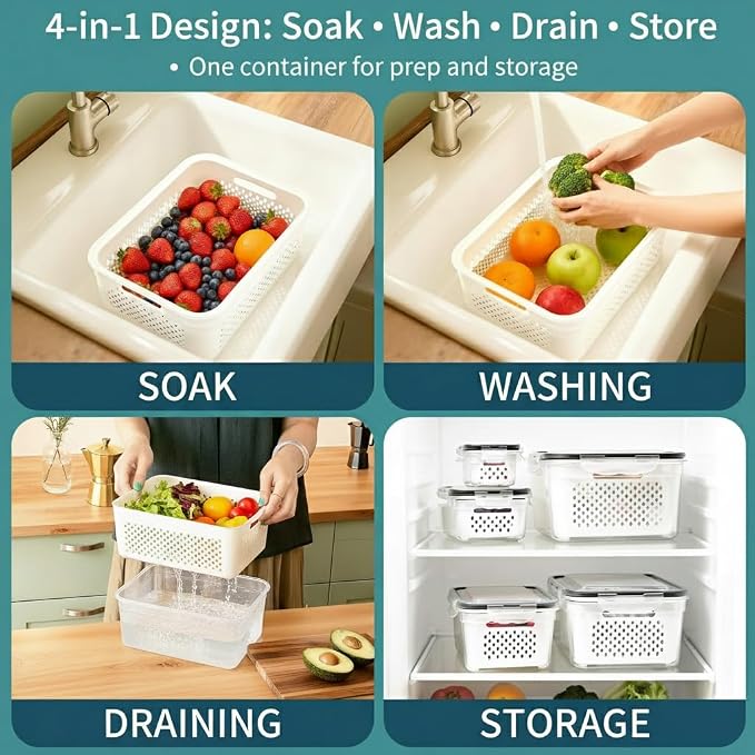 Fruit Storage Containers for Fridge 2 Pack, Fridge Organizers and Storage - Image 6