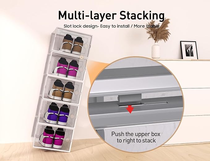 Kuject X-Large Shoe Storage Boxes 12 Pack, Entryway & Under-Bed Storage - Image 3