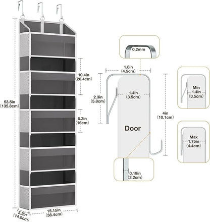Over the Door Organizer with 5 Front & 10 MeshSide Pockets, 50LB Capacity Extra - Image 8