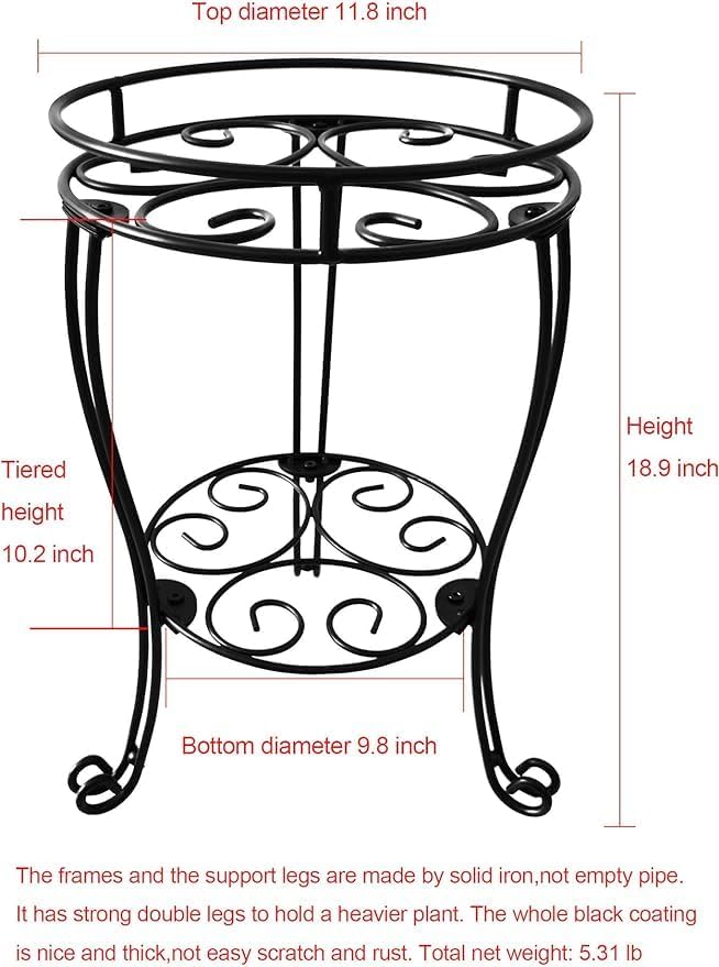TREEZITEK 11.8 inches Diameter Tall Metal Plant Stand - Image 4