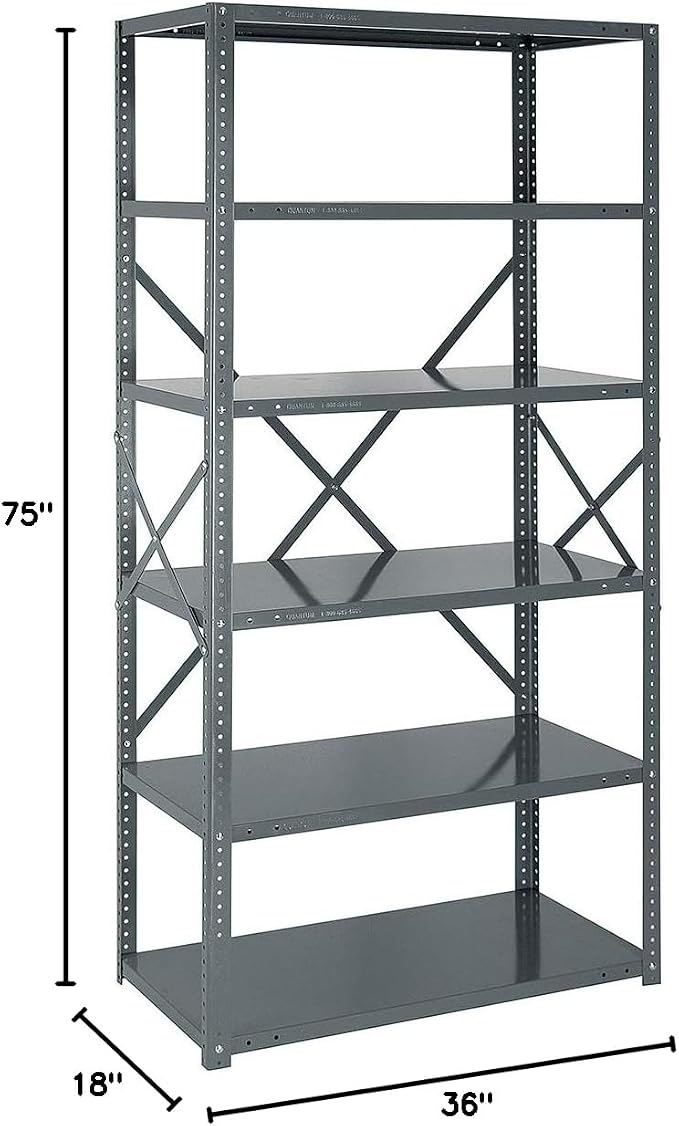 Quantum Storage Systems 75-1836-6 IRONMAN Solid Heavy Duty 6 Shelves 75" H x - Image 2