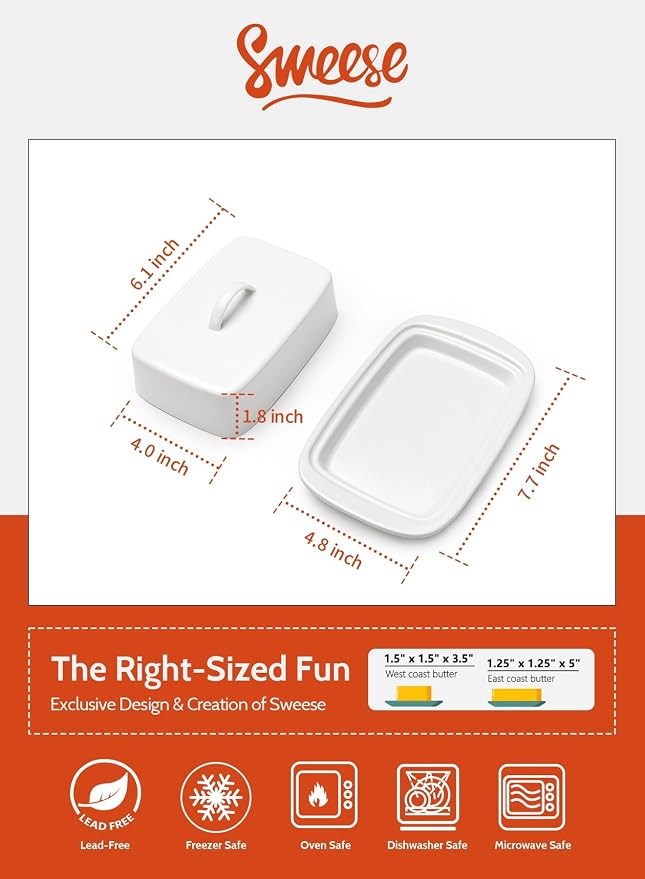 Sweese Large Butter Dish with Lid - Image 2