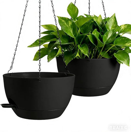 13-inch Oversized Hanging Planter Set of Two, Planters by Unknown